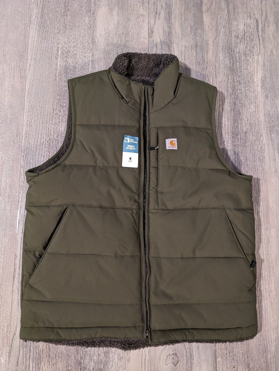 Women’s Sherpa Lined Reversible Vest Relaxed Fit - Washed Duck