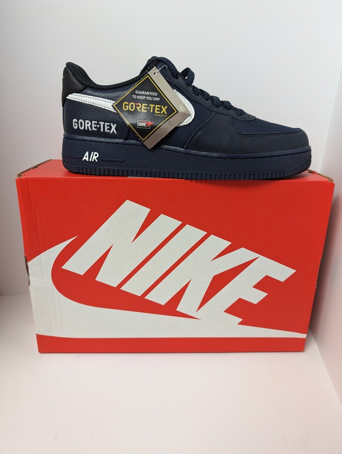 Nike Gore-Tex Air Force 1 In Navy Blue with White Swoosh Logo