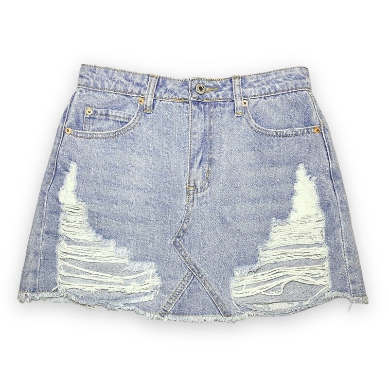 Ripped Denim Mini Skirt