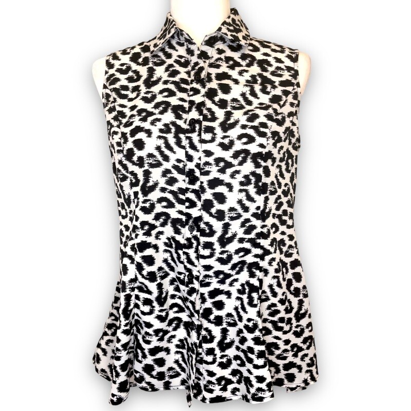 Black &amp; White Cheetah Print Blouse