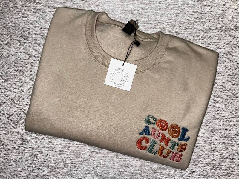 Cool Aunts Club Embroidered Sweatshirt, Adult Embroidered Sweatshirt