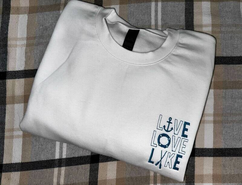 Adult Embroidered Sweatshirt, Live Love Lake