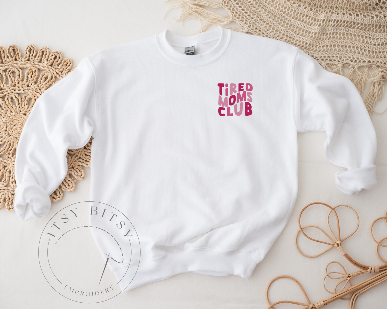 Adult Embroidered Sweatshirt, Tired Moms Club Embroidered Sweatshirt Adult Embroidered Sweatshirt, Tired Moms Club Embroidered Sweatshirt