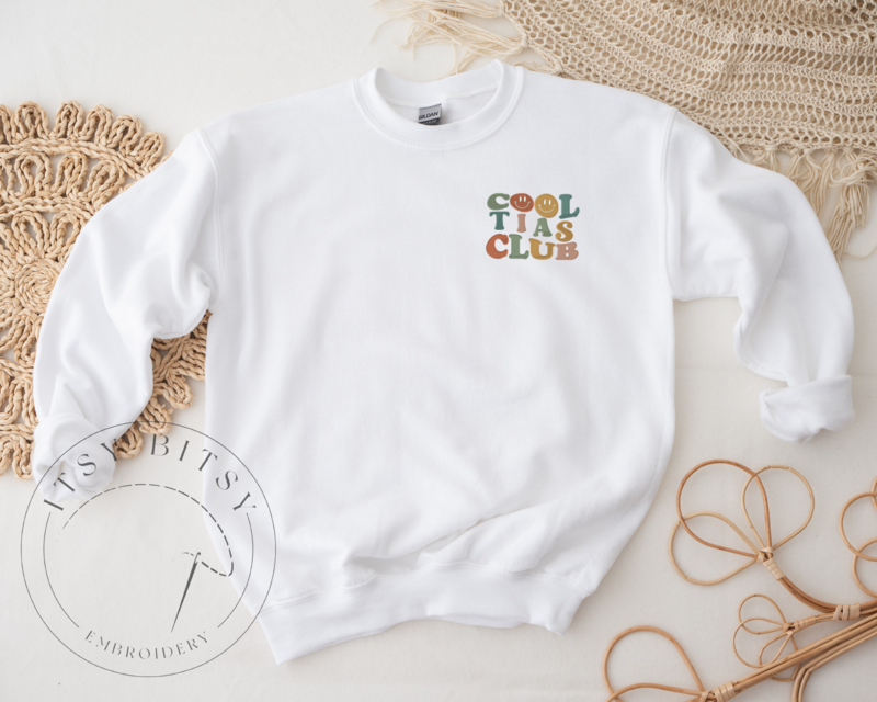 Adult Embroidered Sweatshirt, Cool Tias Club Embroidered Sweatshirt