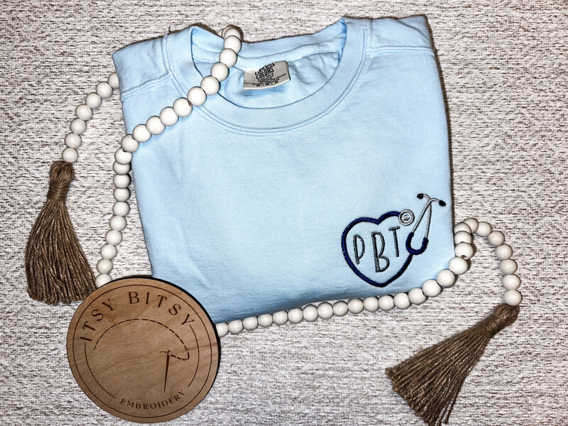 Stethoscope Monogram Embroidered Adult Sweatshirt
