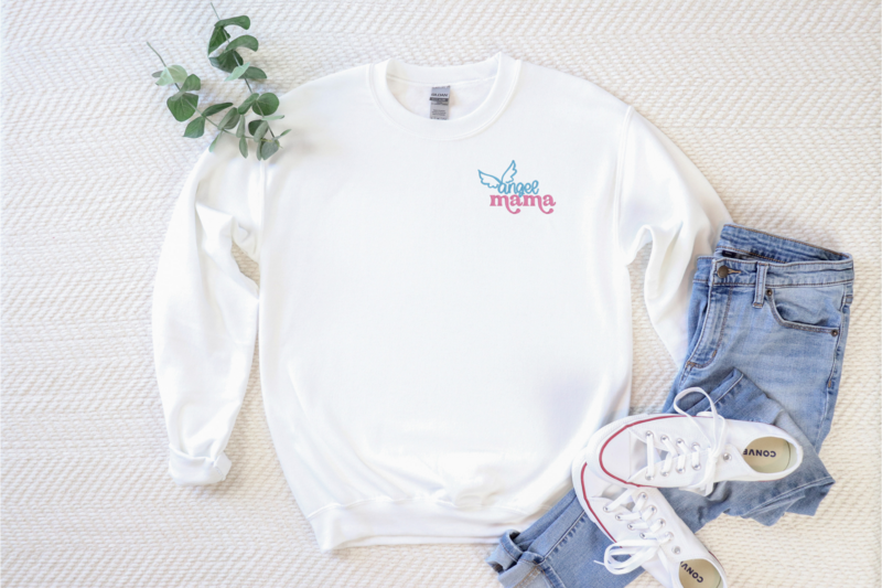 Angel Mama Embroidered Sweatshirt, Pregnancy And Infant Loss Awareness