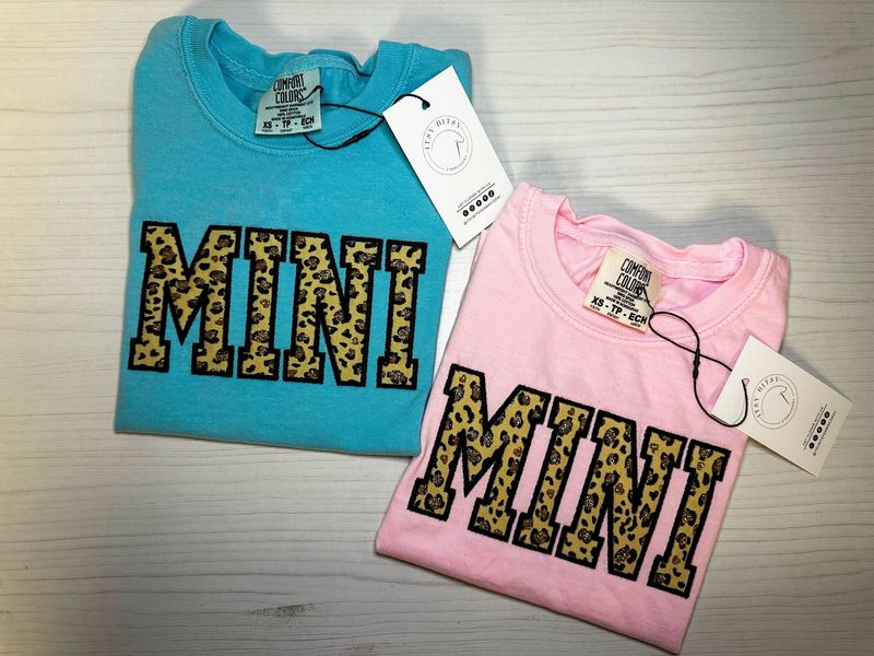 Youth Embroidered Tshirt, Mini Leopard Applique Embroidered T-shirt