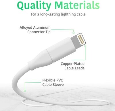 Fast Charging USB Lightning Cable - iPhone Charger Lead USB Fast Charging Cable Compatible with iPhone 14/13 /12 /11/Xs Max, iPad and More