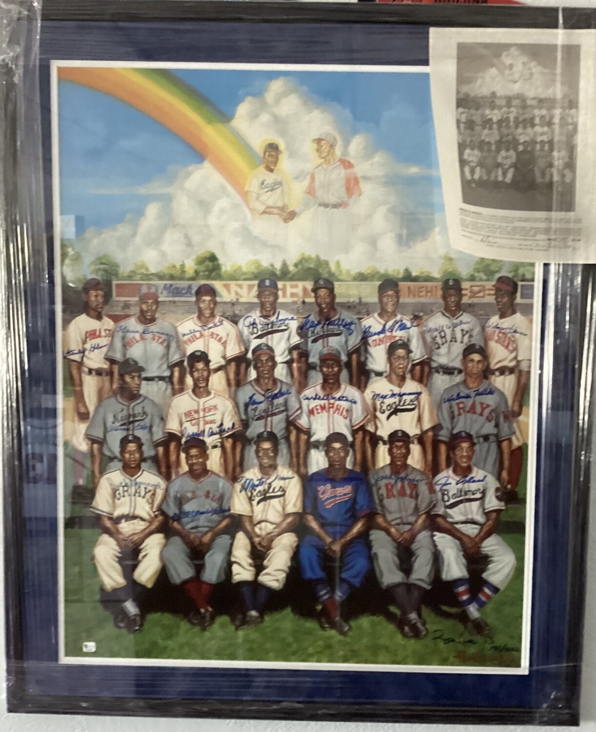 Negro League Hand Signed Autographs 24 x30 Framed Poster JSA
