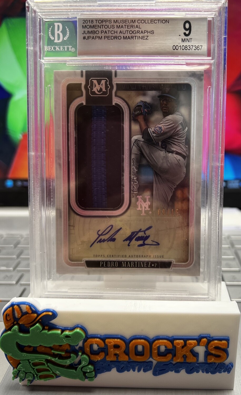 2018 Topps Museum Coll. Momentous Material Jumbo Patch PEDRO MARTINEZ Beckett 9 Mint