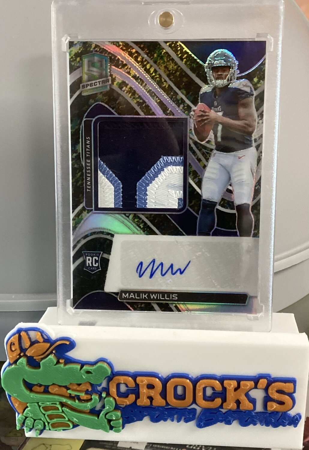 2022 Spectra MALIK WILLIS neon Splatter Prizm 3/8 (Rookie Patch Auto RPA