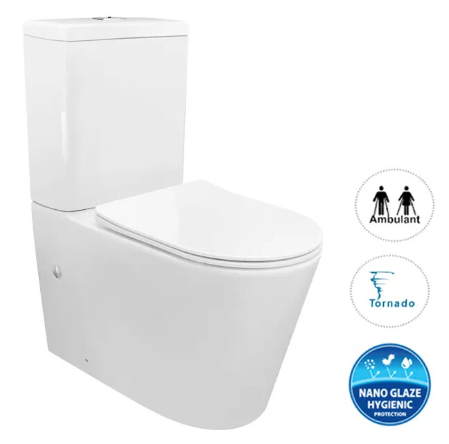 Feanza Tornado Toilet Suite, Seat Cover: Standard, Colour: White