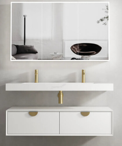 Moonlight Wall Hung LED Shaving Cabinet 3 Door, Size: 1200