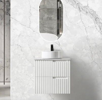 Noosa Ceramic Wall Hung Vanity, Size: 600mm, Basin: Single Basin
