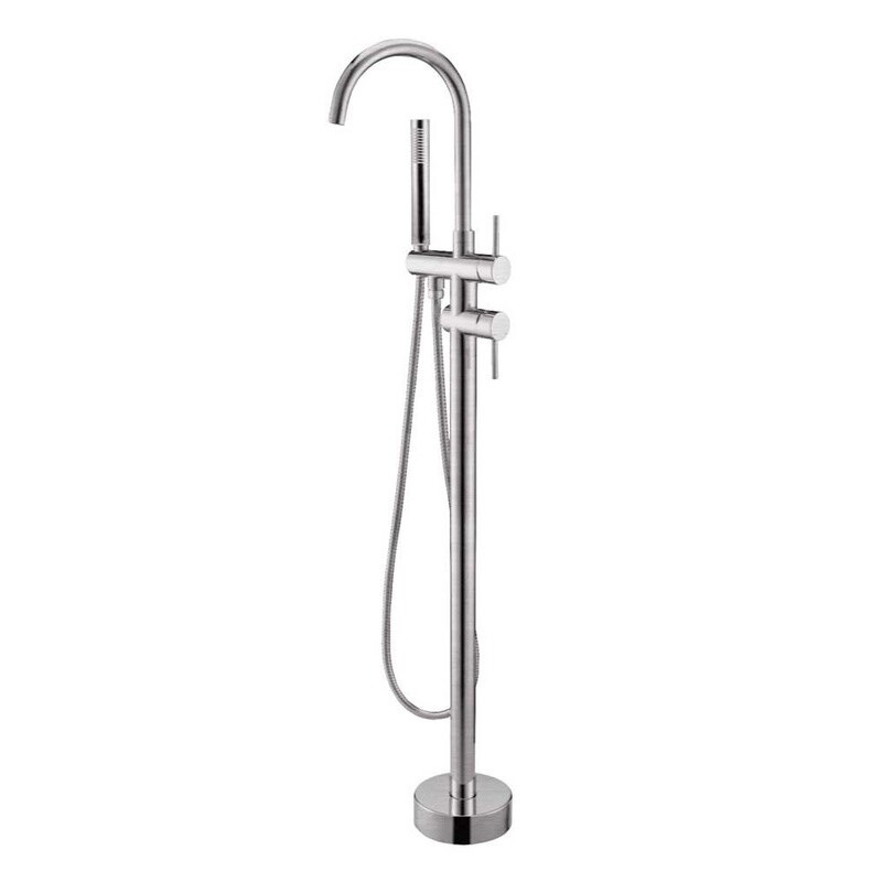 Round Freestanding Bath Mixer With Handheld Shower