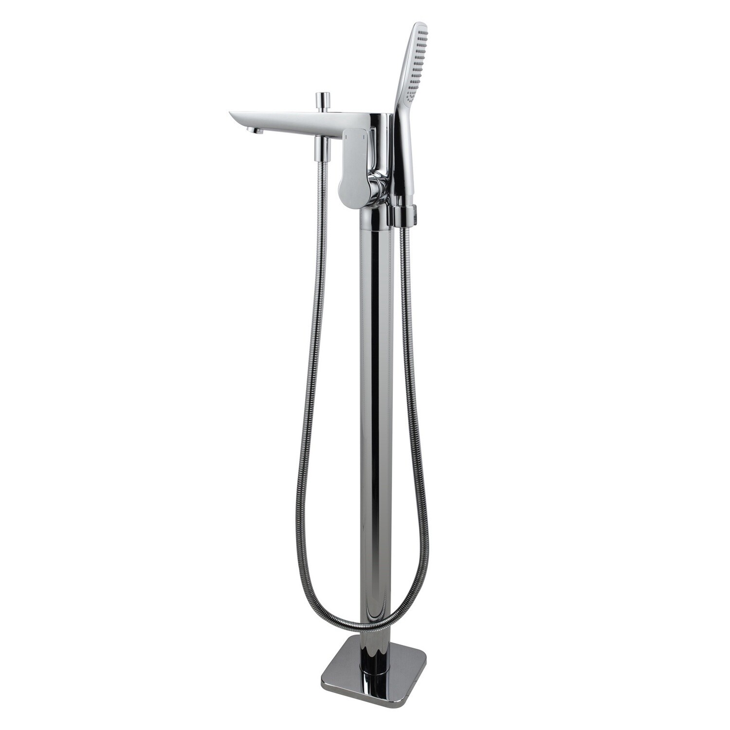 Floor Standing Mixer With Diverter &amp; Handheld Shower(Brass), Colour: Chrome