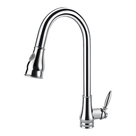 Round Vintage Pull Out Kitchen Sink Mixer Tap, Colour: Chrome