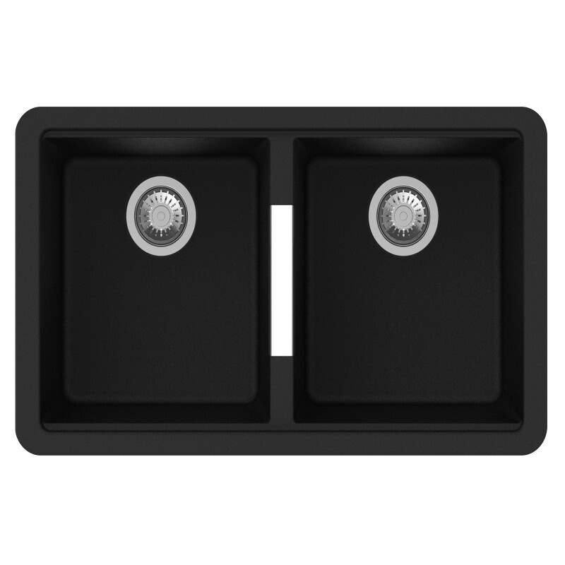 Carysil CGDB Double Bowl Granite Kitchen Sink Undermount, Colour: Black
