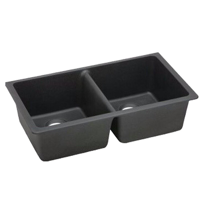 Kitchen Sink Granite Stone Undermount only Double Bowls, Colour: Black