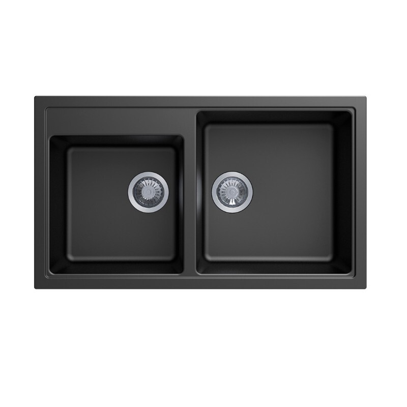 Carysil Vivaldi Double Bowl Granite Kitchen Sink 860mm*500mm, Colour: Black
