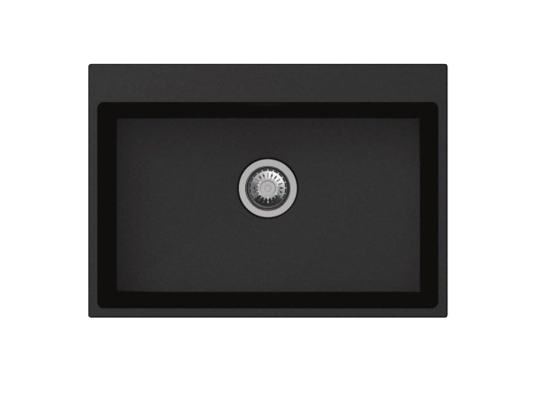 Carysil Waltz Single Bowl Granite Kitchen Sink, Colour: Black, Size: 680*500*220mm