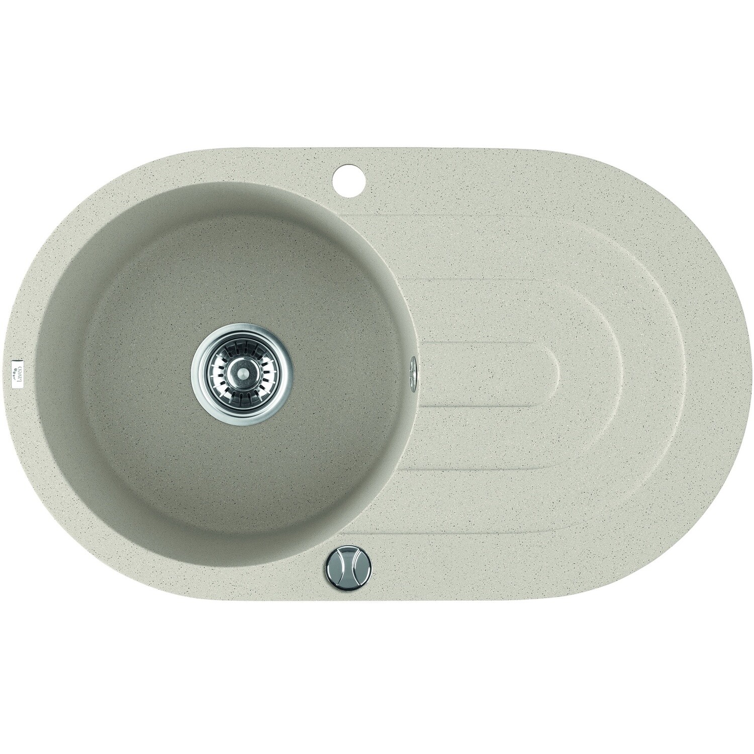 Laveo Beige Granite Stone Sink Single Bowl with Drainer, Colour: Beige