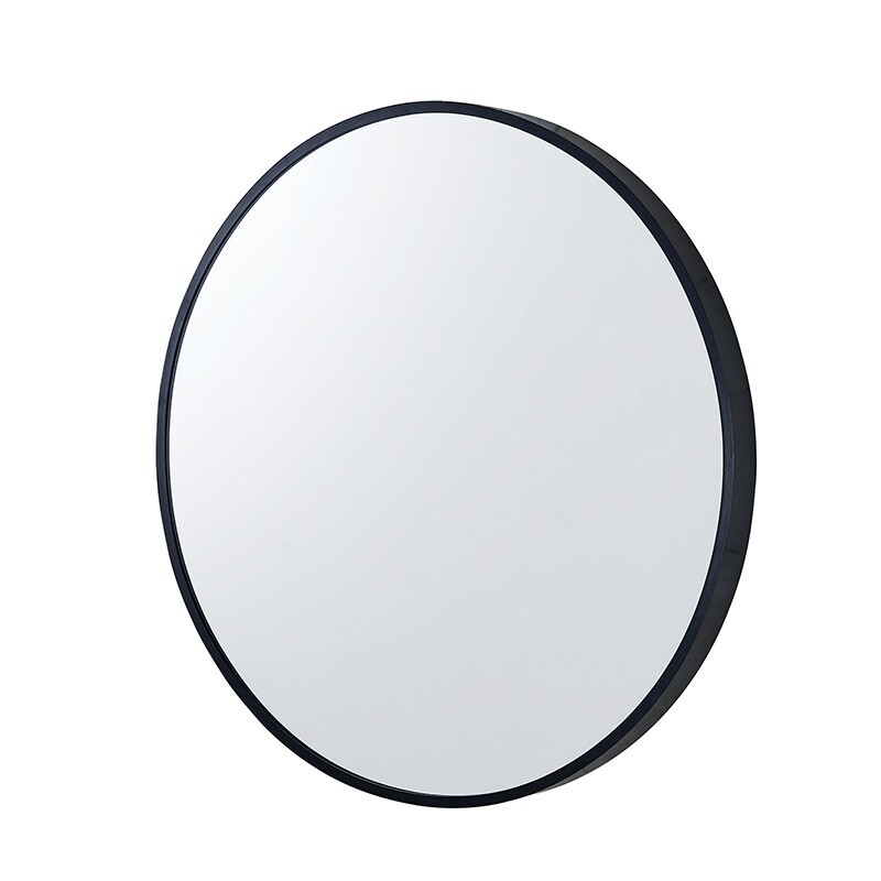Non-Luminous Framed Round Mirror, Colour: Black, Size: 600mm