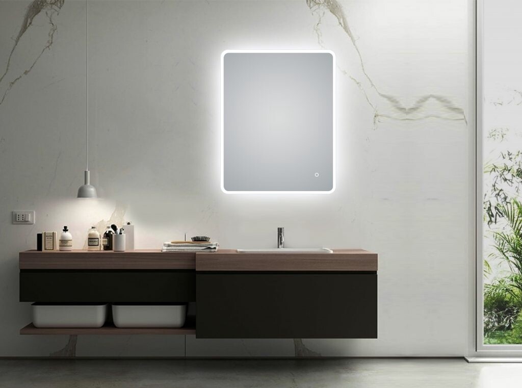 Frosted Edge 3 Color Lighting Backlit Acrylic LED Mirror, Size: 600*750mm