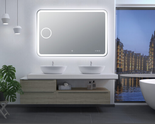 Curved Rim Rectangle 3 Color Lighting Backlit Acrylic LED Mirror