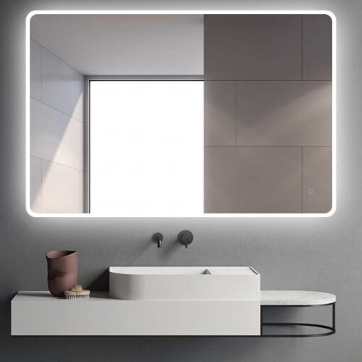 Curved Rim Rectangle 3 Color Lighting Acrylic LED Mirror