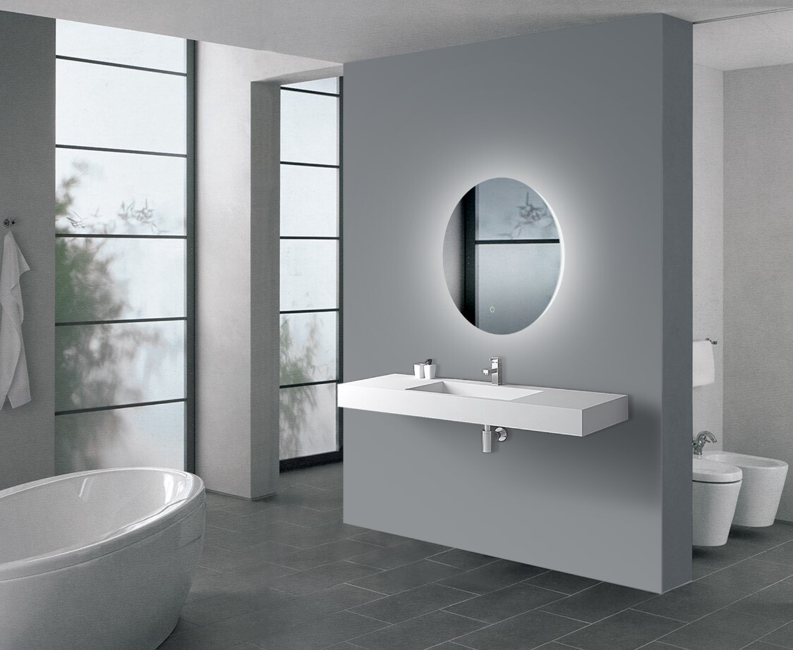 3 Color Lighting Backlit Acrylic LED Mirror, Size: 600mm