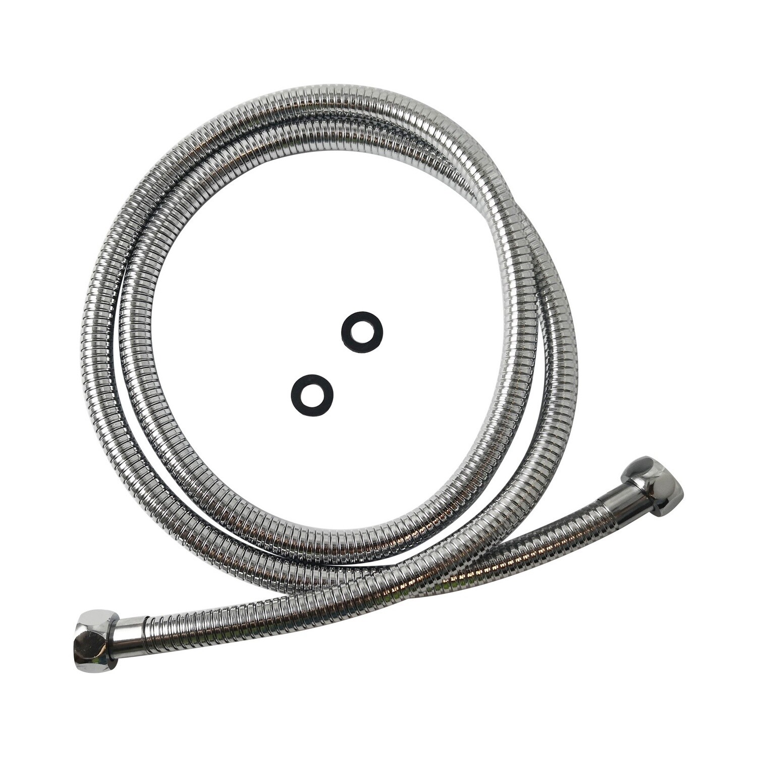 1500mm Stainless Steel Water Inlet/Outlet Shower Hose, Colour: Chrome
