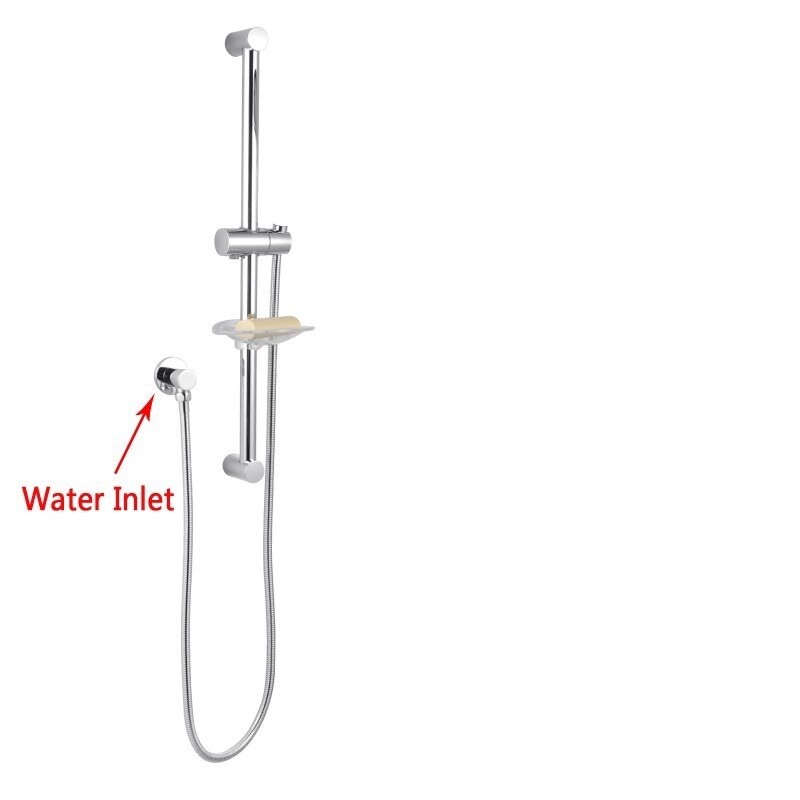 Chrome Shower Rail Sliding Holder w/ Soap Dish