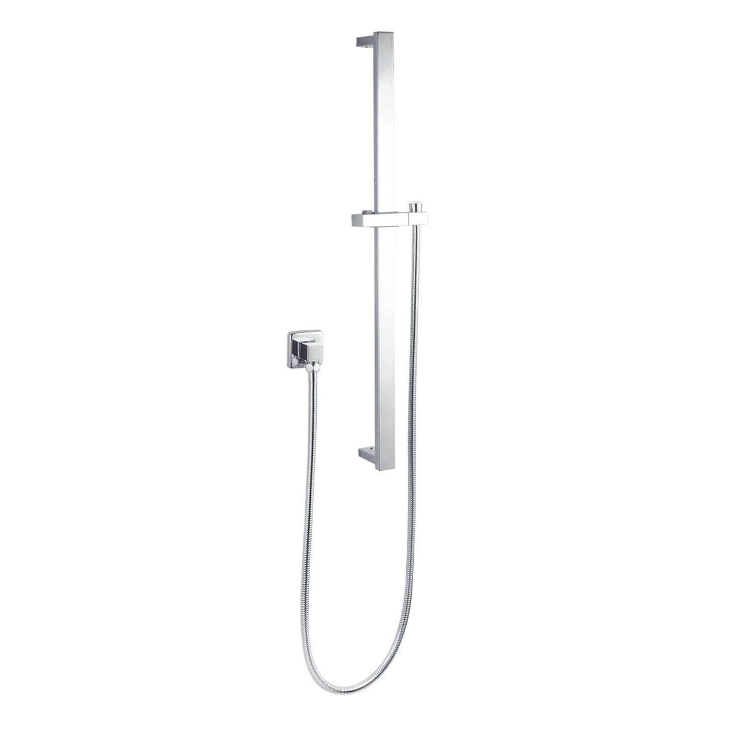 Square Hand Shower Rail without Handheld Shower(PVC Hose), Colour: Chrome
