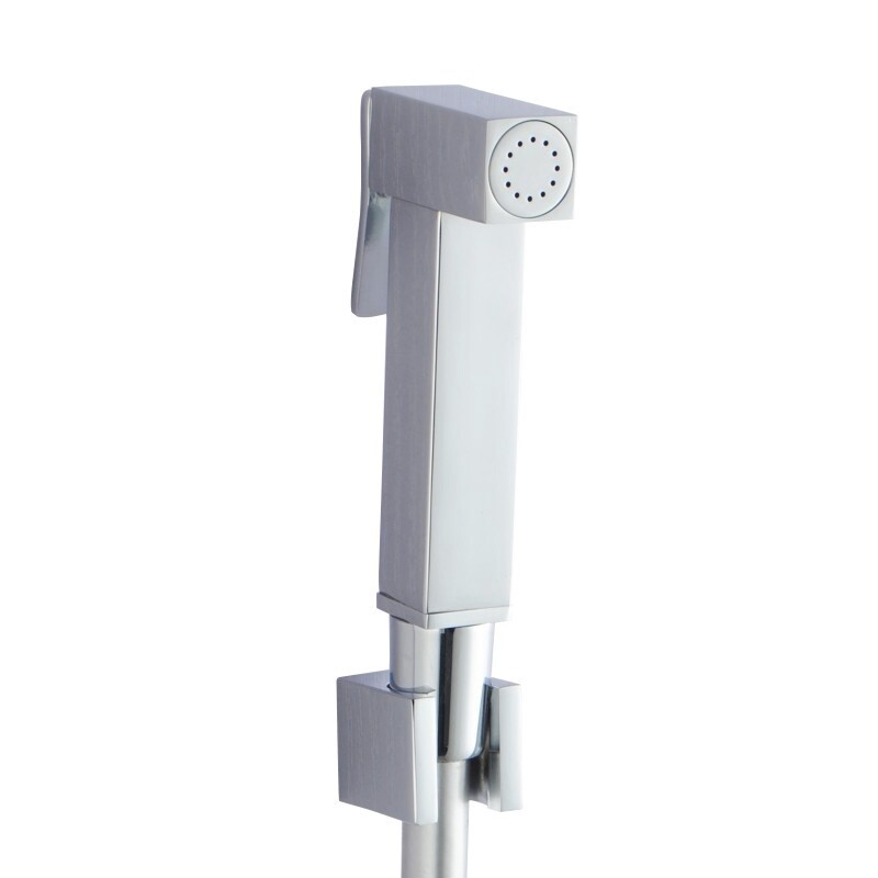 Square Brass Toilet Bidet Spray Kit with PVC Hose, Colour: Chrome
