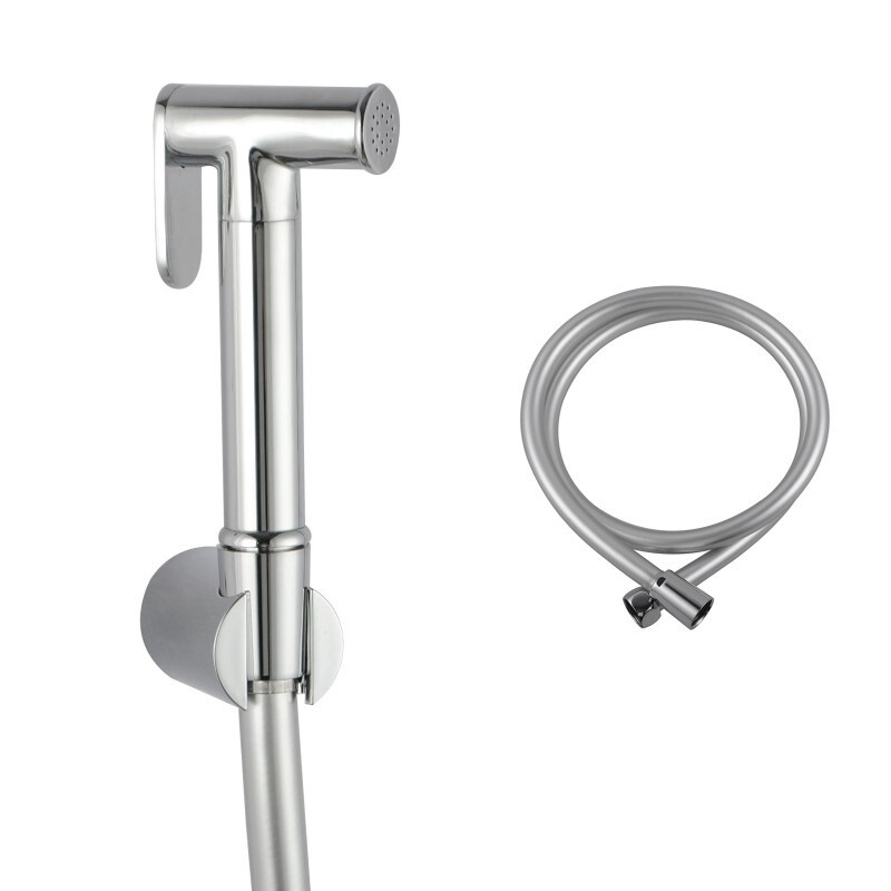 Round Toilet Bidet(PVC Hose &amp; ABS Holder), Colour: Chrome