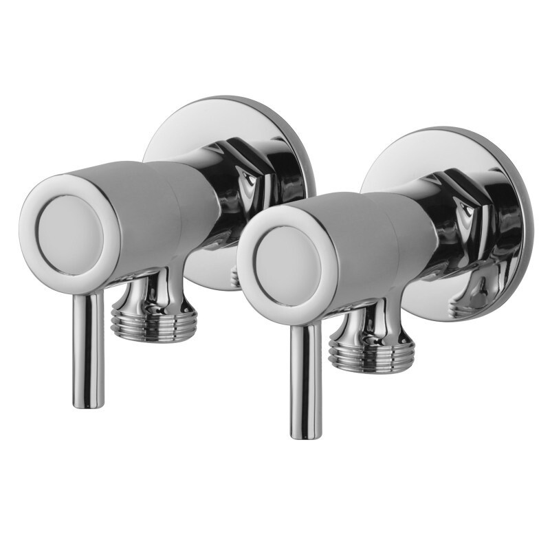 Bathroom 1/4 Turn Washing Machine Stop Taps(one pair), Colour: Chrome, Shape: Round