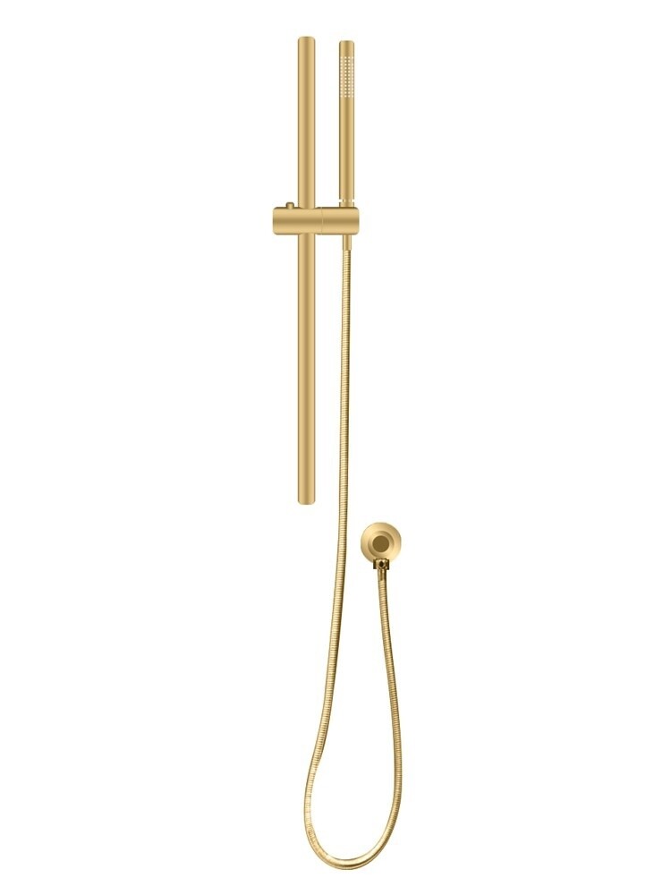 Stainless Steel Rail w/ Handheld Shower, Fixed Wall Connector Set, Colour: Brushed Yellow Gold