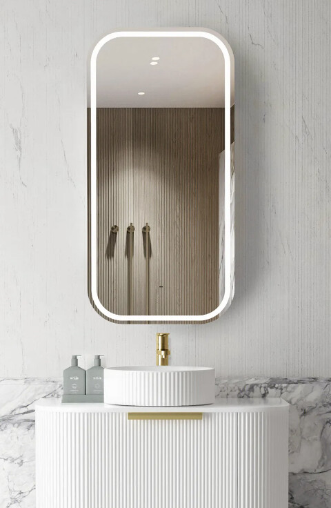 LED Newport Soft Square Shaving Cabinet, Colour: Natural Oak
