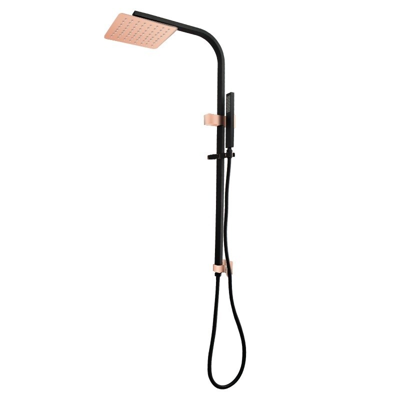 Square Shower Station(ABS/Brass,Top Water Inlet), Colour: Black Rose Gold, Size: 8&#39;