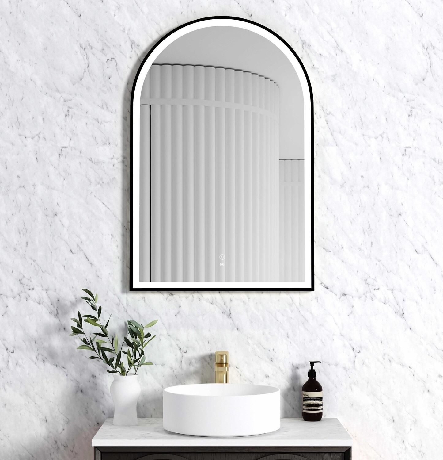 LED Archie 900x600 Metal Frame Mirror, Colour: Gold Metal Frame