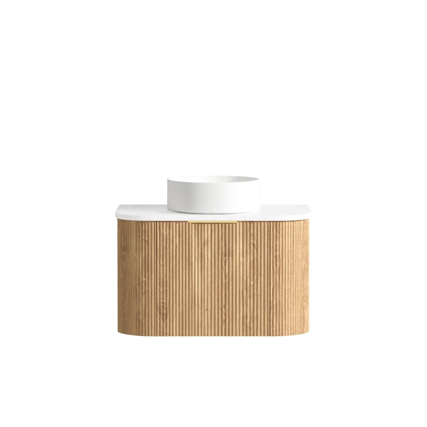 Bondi 750mm Woodland Oak Fluted Curve Vanity, Vanity Top: Cabinet Only, Stone Top Colour: -, Taphole Option: Taphole Not Required