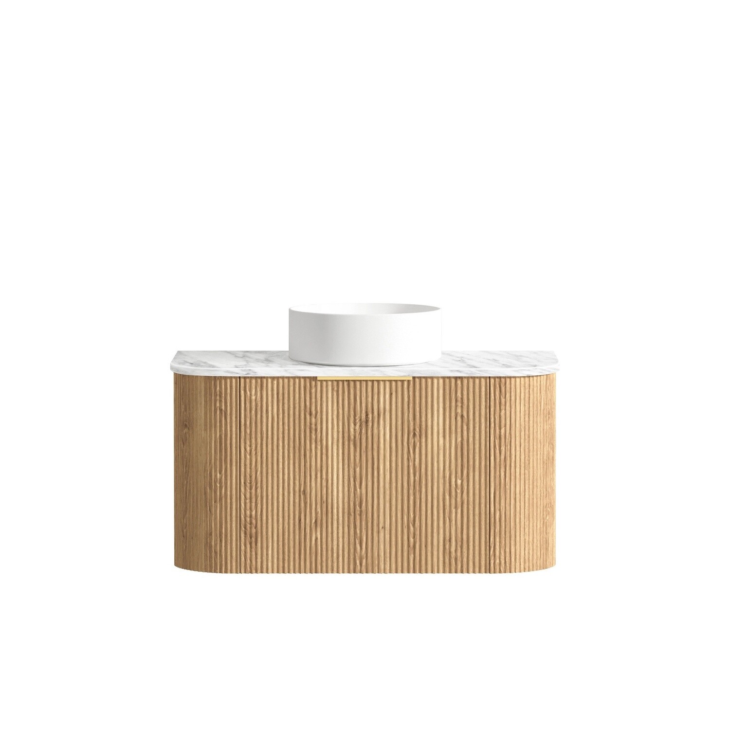 Bondi 900mm Woodland Oak Fluted Curve Vanity, Vanity Top: Cabinet Only, Stone Top Colour: -, Taphole Option: Taphole Not Required