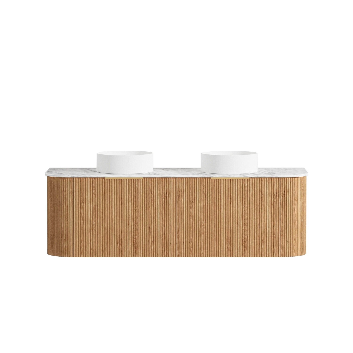 Bondi 1500mm Woodland Oak Fluted Curve Vanity, Vanity Top: Cabinet Only, Stone Top Colour: -, Taphole Option: Taphole Not Required