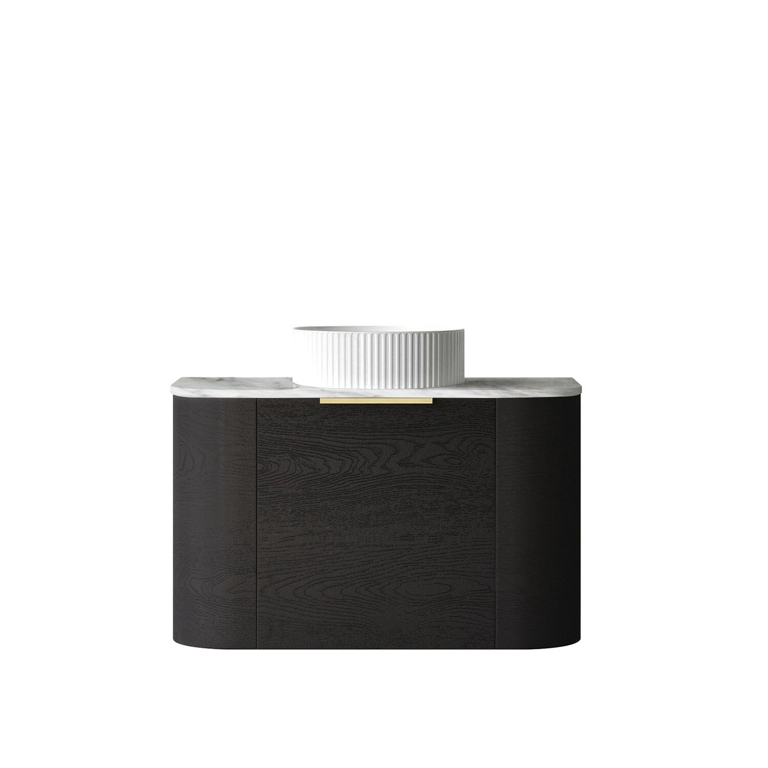 Bondi 750mm Black Oak Wall Hung Curve Vanity, Vanity Top: Cabinet Only, Stone Top Colour: -, Taphole Option: Taphole Not Required
