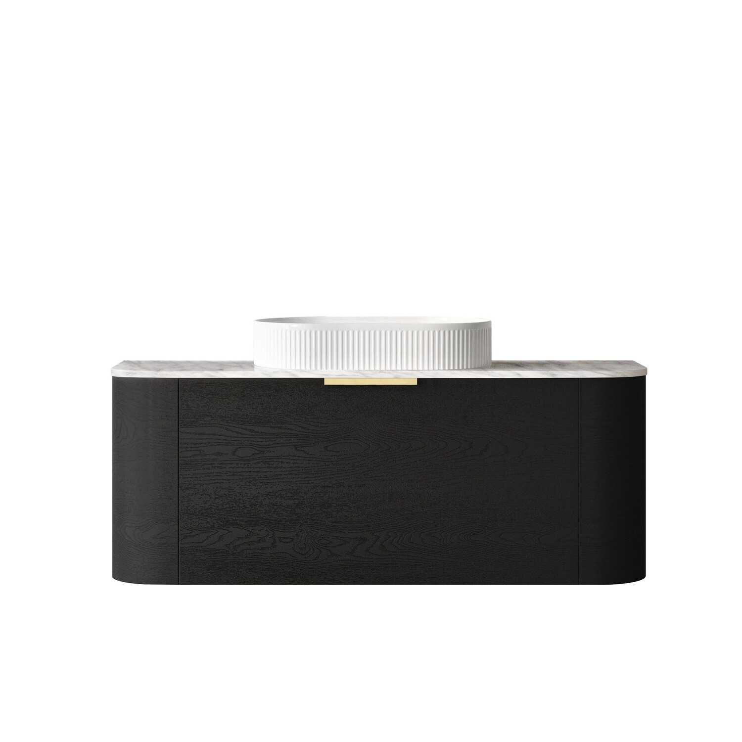 Bondi 1200mm Black Oak Wall Hung Curve Vanity, Vanity Top: Cabinet Only, Stone Top Colour: -, Taphole Option: Taphole Not Required