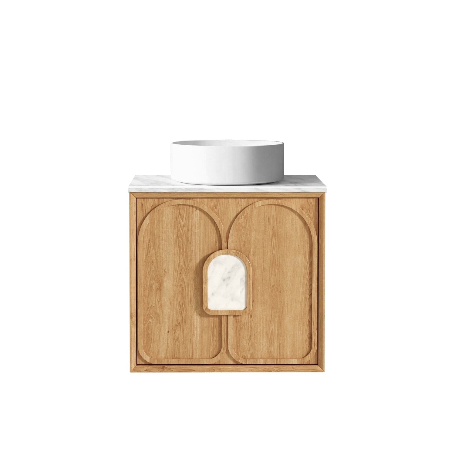 Laguna 600mm Natural American Oak Wall Hung Vanity, Vanity Top: Cabinet Only, Stone Top Colour: -, Taphole Option: Taphole Not Required