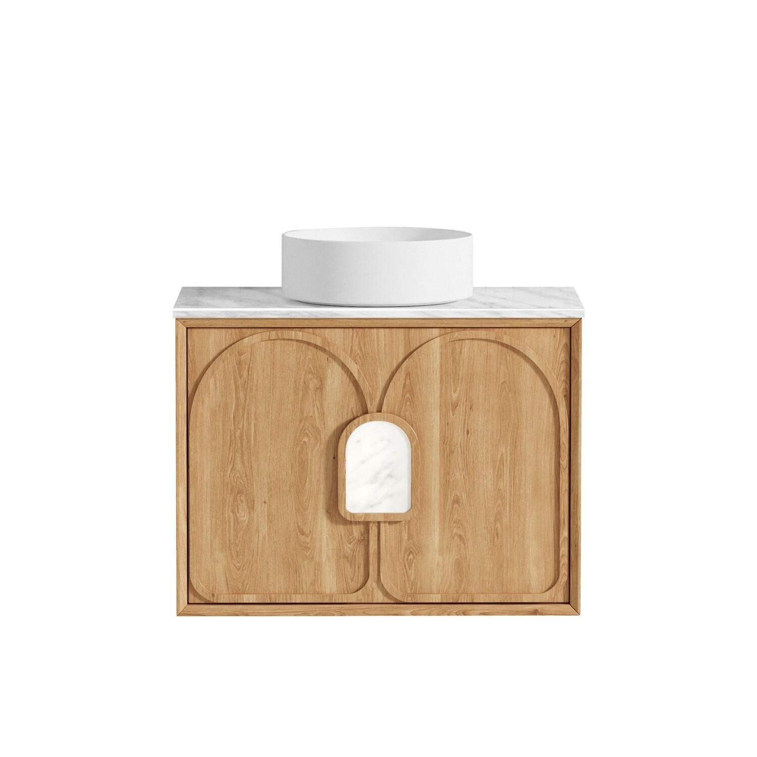 Laguna 750mm Natural American Oak Wall Hung Vanity, Vanity Top: Cabinet Only, Stone Top Colour: -, Taphole Option: Taphole Not Required
