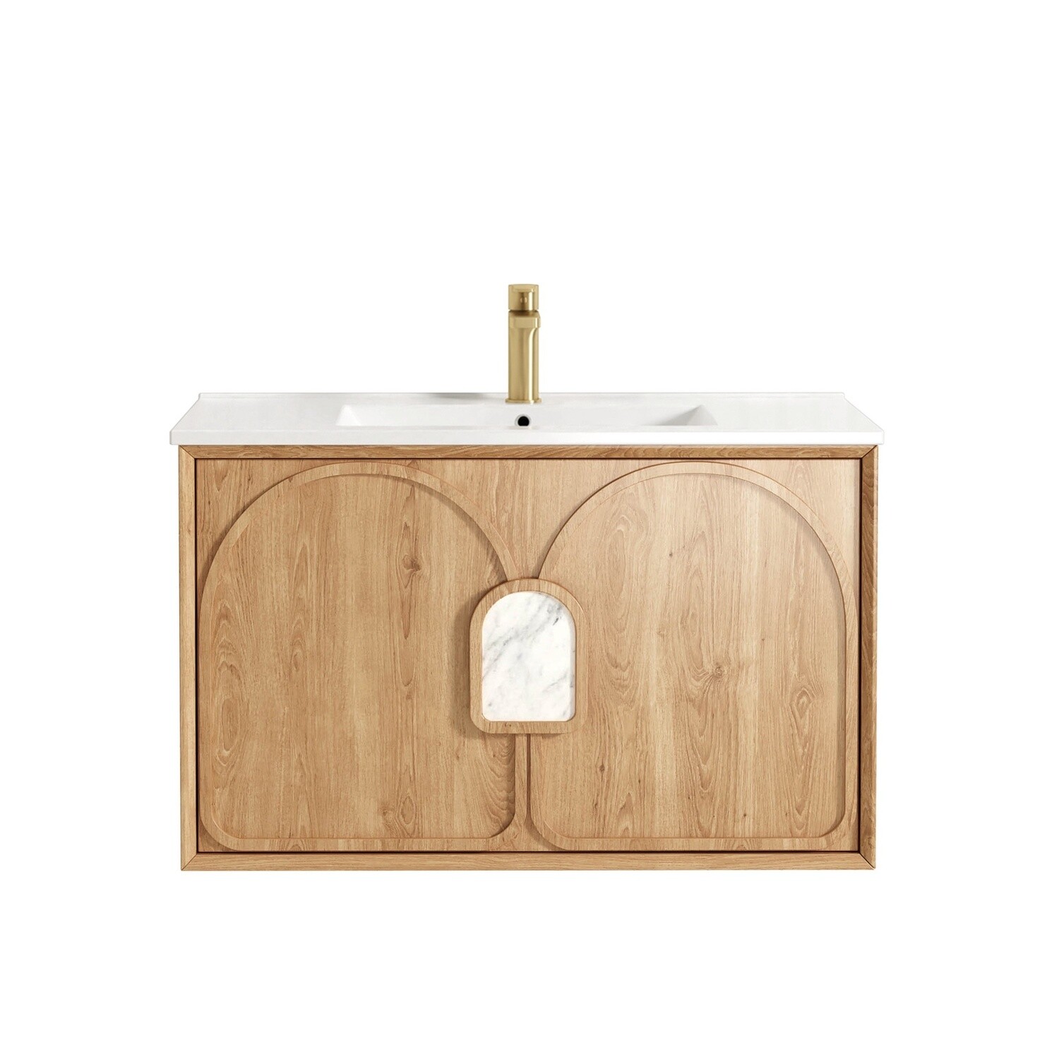 Laguna 900mm Natural American Oak Wall Hung Vanity, Vanity Top: Cabinet Only, Stone Top Colour: -, Taphole Option: Taphole Not Required