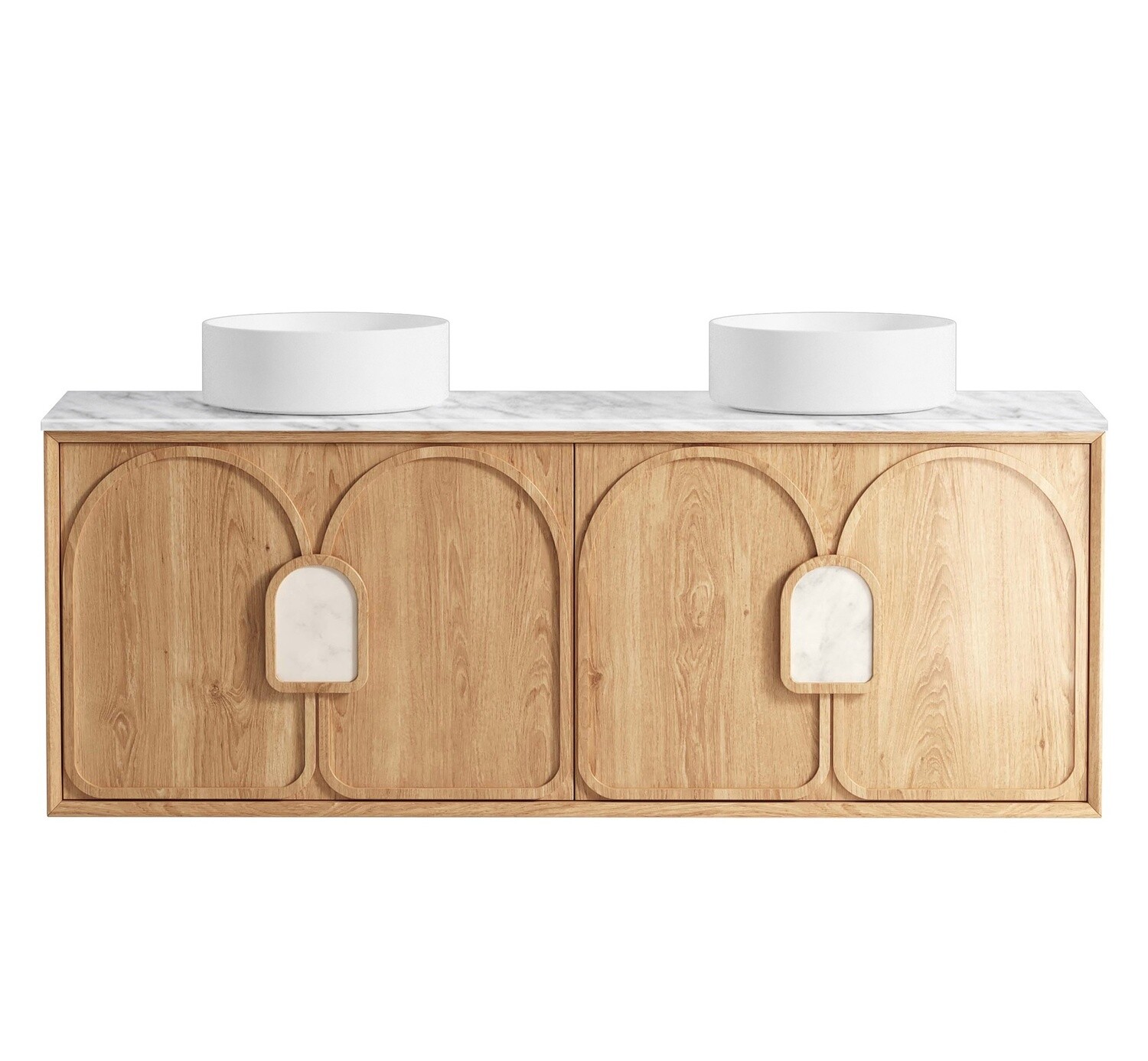 Laguna 1500mm Natural American Oak Wall Hung Vanity, Vanity Top: Cabinet Only, Stone Top Colour: -, Taphole Option: Taphole Not Required